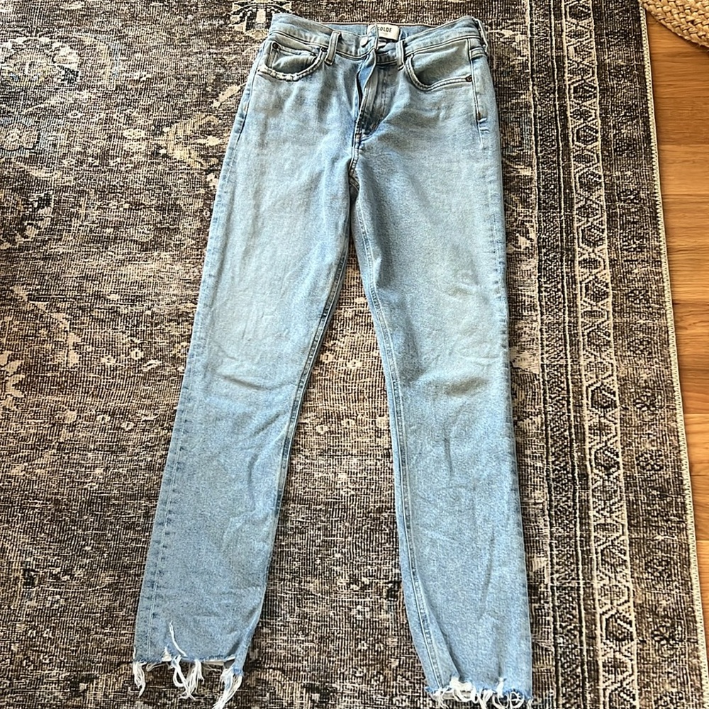 Agolde Women's mid- rise straight Merrel Jeans in Light Blue - Size 25 EUC - Picture 2 of 6